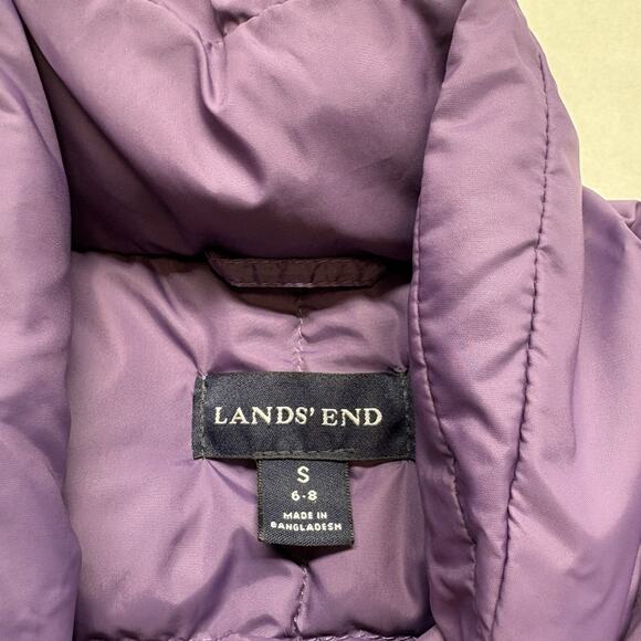 Lands End Quilted Snap Front Goose Down Puffer Vest Size S (2) Blue & Purple - Picture 7 of 14